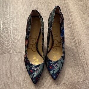 Sam Edelman Women's Floral Heels - Black and Blue